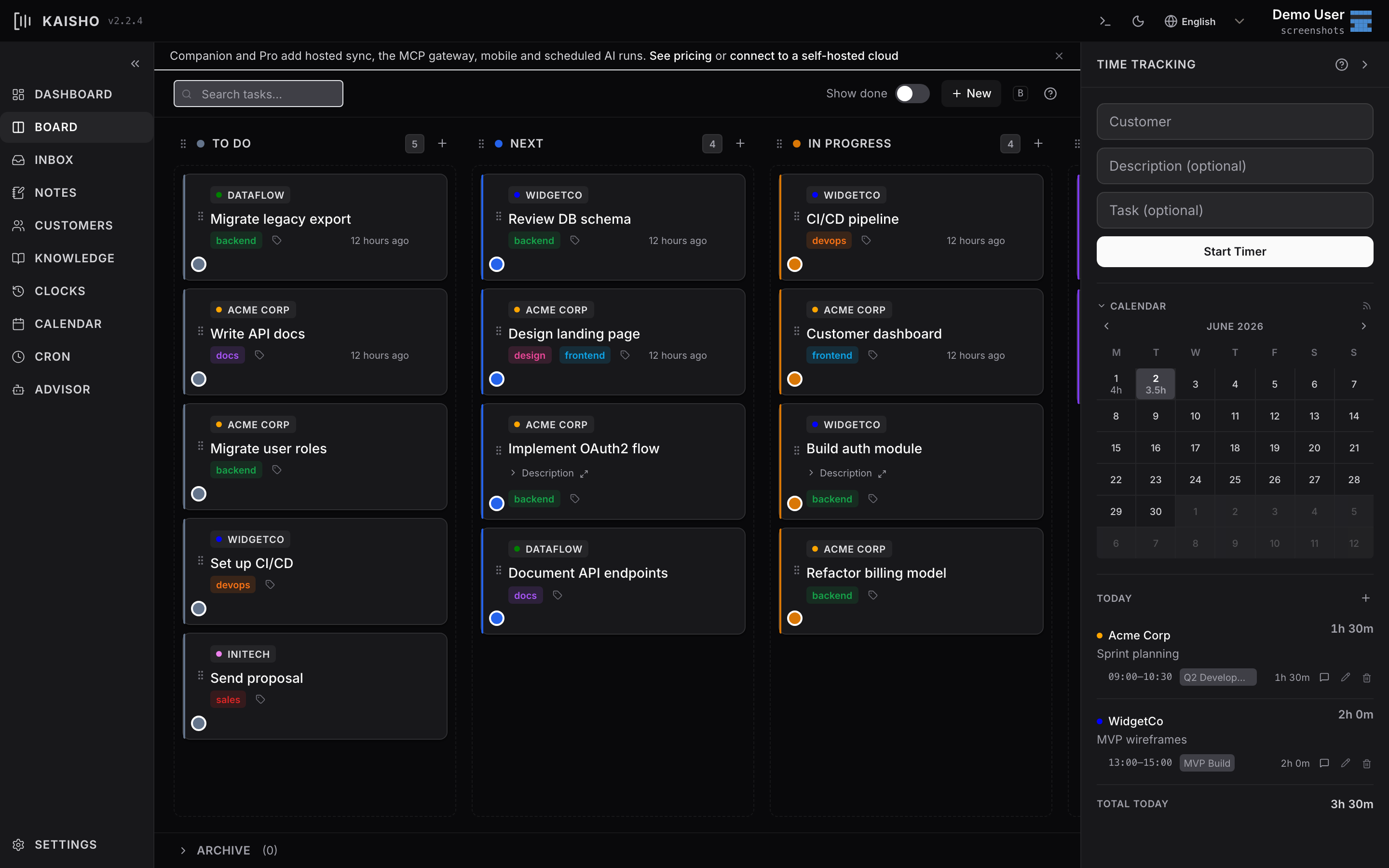 Task Board, dark